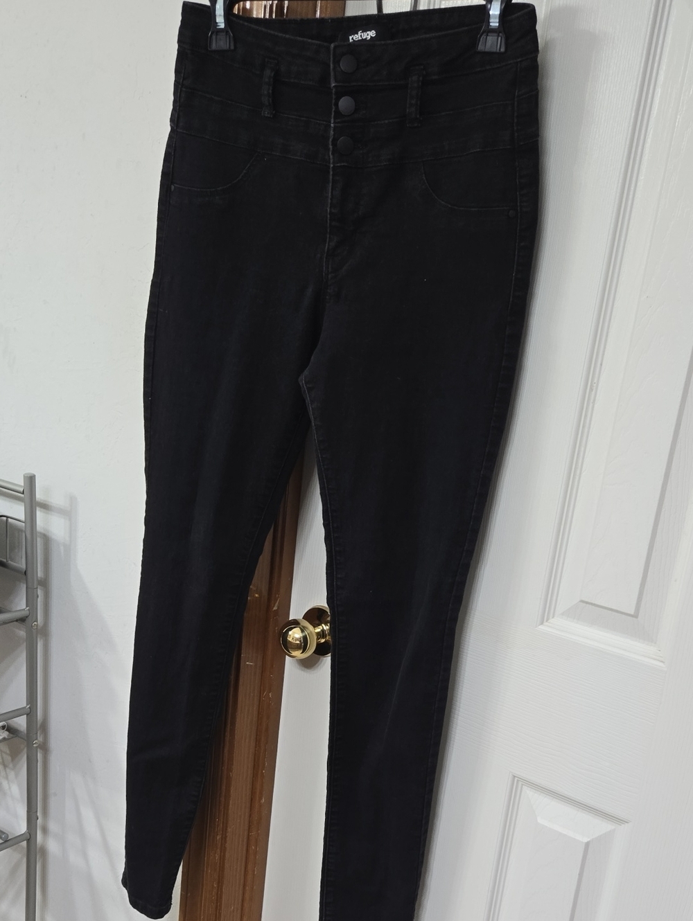 Charlotte Russe Black High-Rise Skinny Jeans with Triple Button